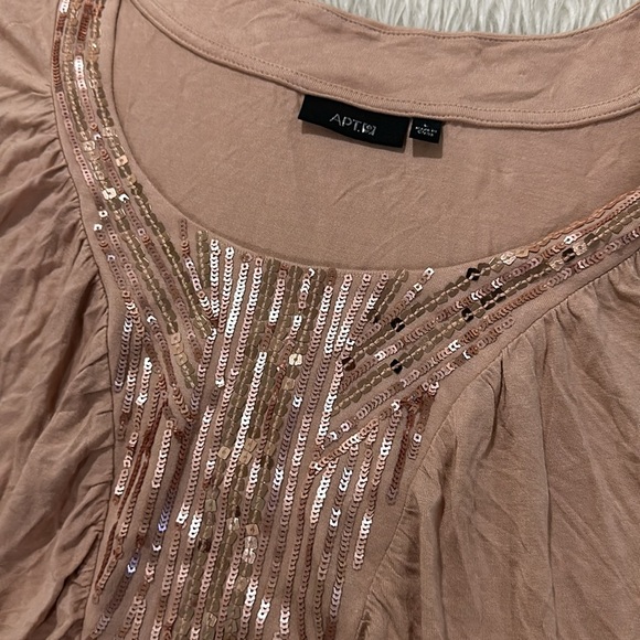 Apt 9 pink sequins sparkling top size large - Picture 3 of 5